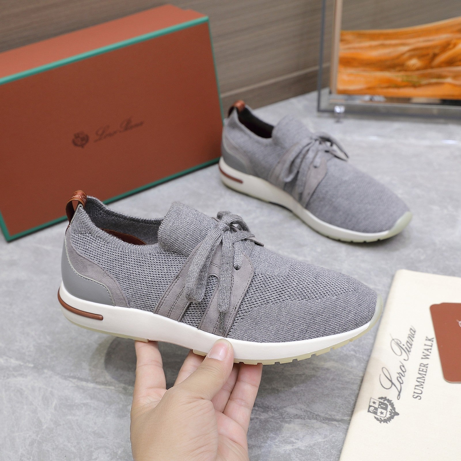 LP lady Flexy Walk  Sneaker Flannel Gray Wool And Calfskin 310449