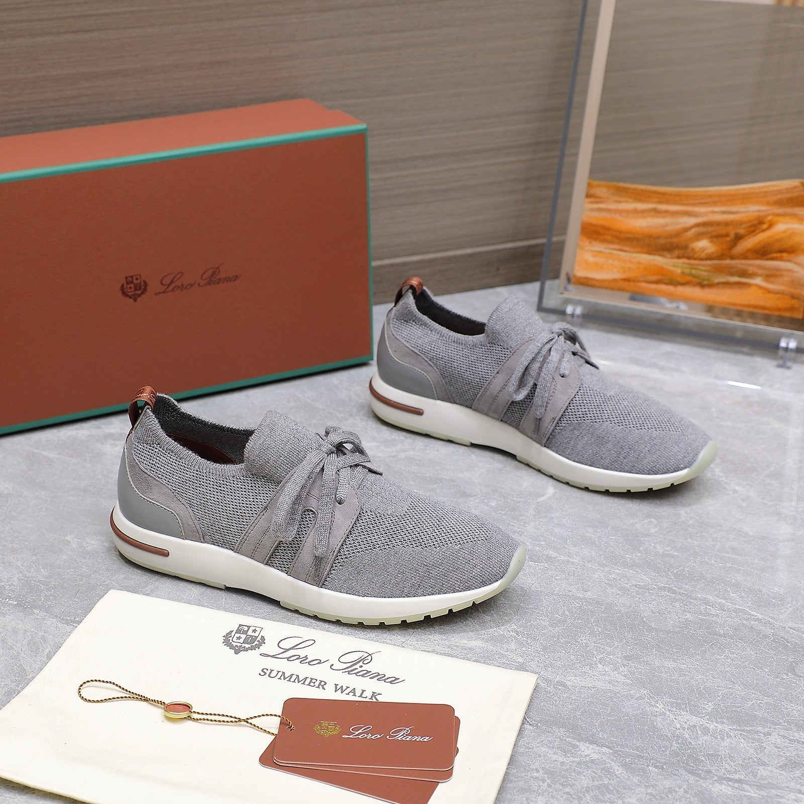 LP lady Flexy Walk  Sneaker Flannel Gray Wool And Calfskin 310449