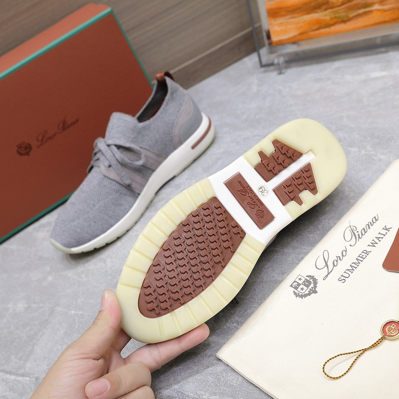 LP lady Flexy Walk  Sneaker Flannel Gray Wool And Calfskin 310449