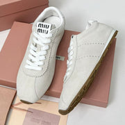 Miumiu Plume Sneakers White Suede 456283