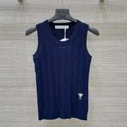 CD 25 Hollow Knitted Vest Blue Silk Wool