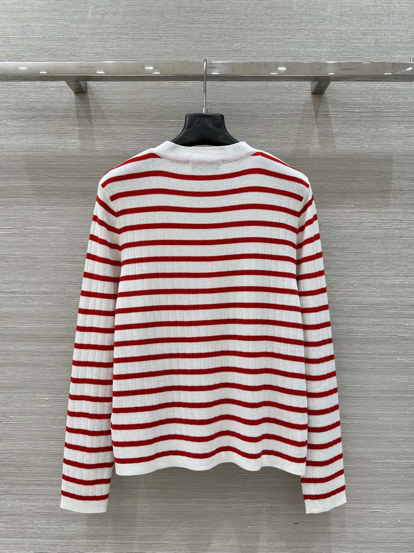 CD 25 Striped knitted Cardigan Red White Cotton
