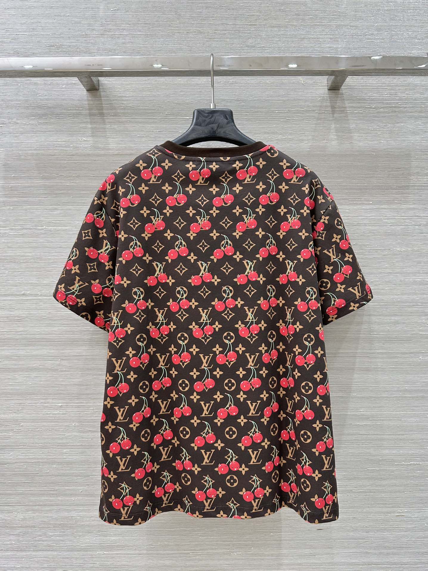 LV Classic Monogram Print Cherry Brown Red Cotton