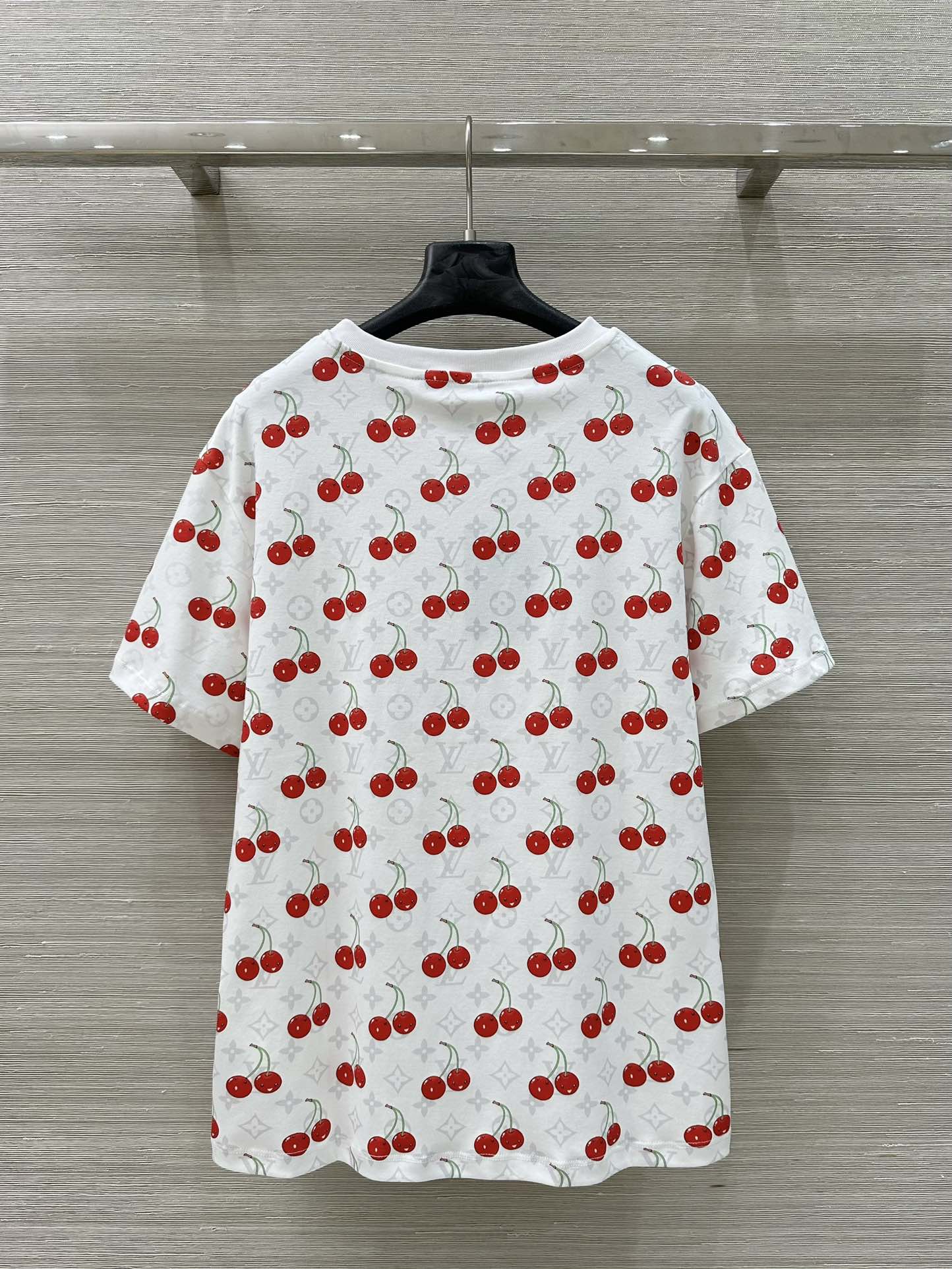 LV Classic Monogram Print Cherry White Red Cotton