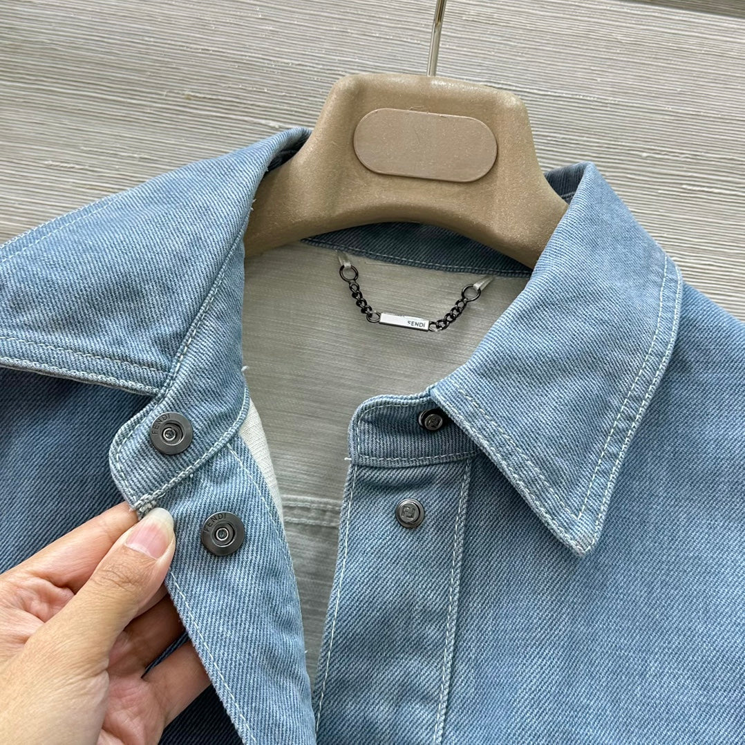Fendi 25 Denim Jacket Haze Blue Cotton