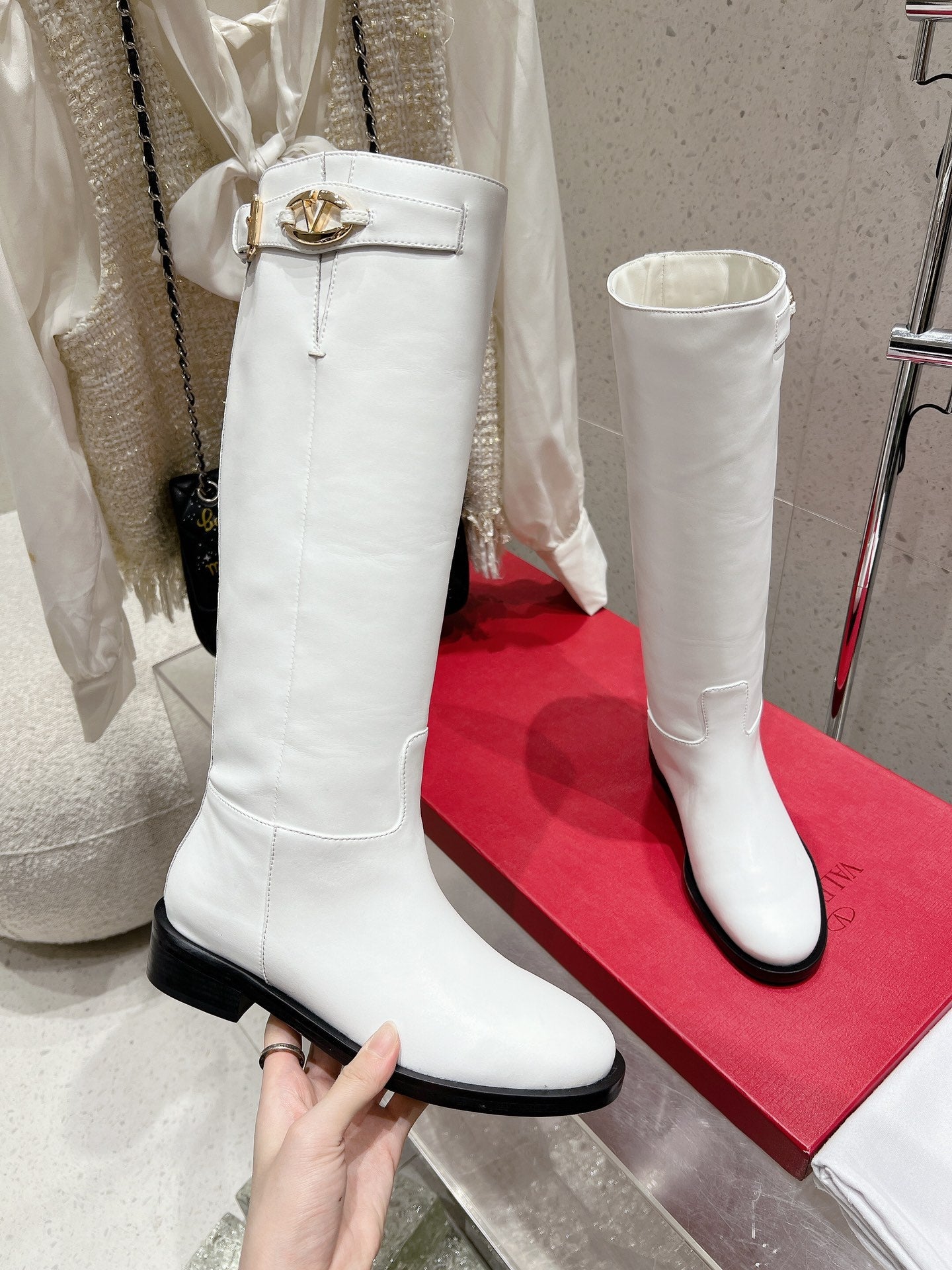 Valentino 2025 Garavani VLogo Boot White Calfskin 554160