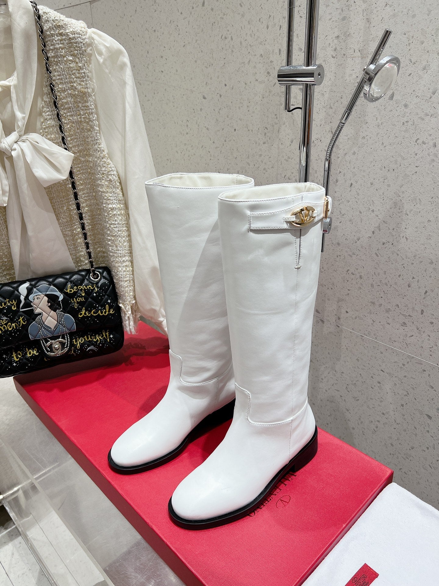Valentino 2025 Garavani VLogo Boot White Calfskin 554160