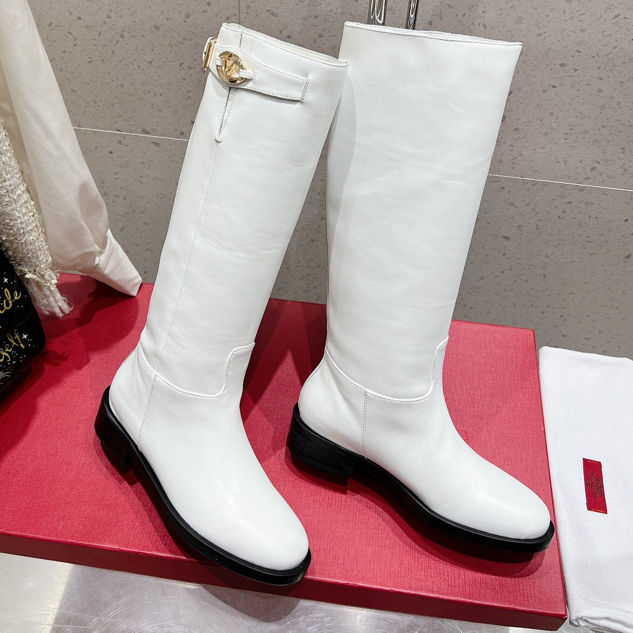 Valentino 2025 Garavani VLogo Boot White Calfskin 554160