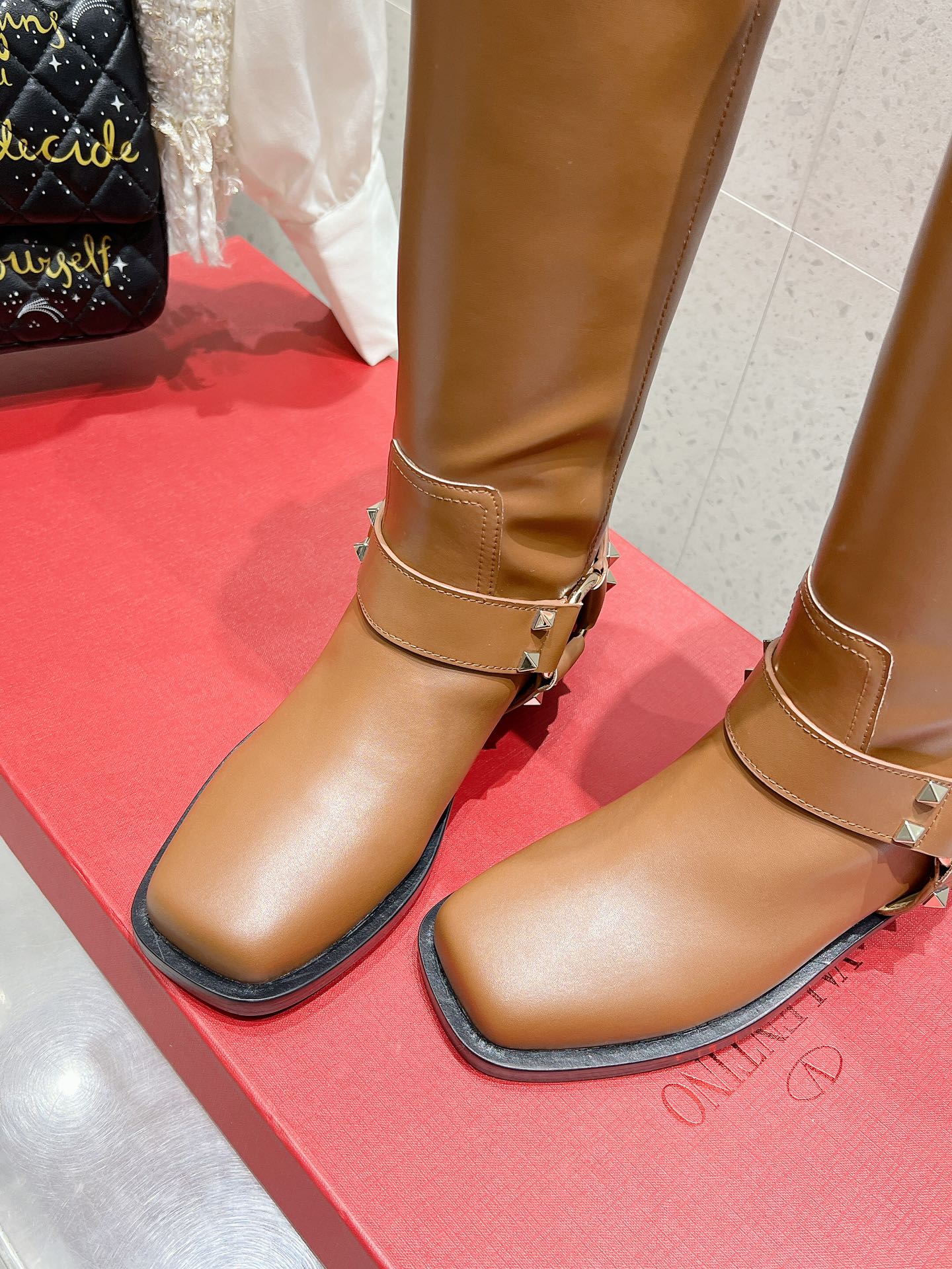 Valentino 2025 Biker High Boot Brown Calfskin 554164