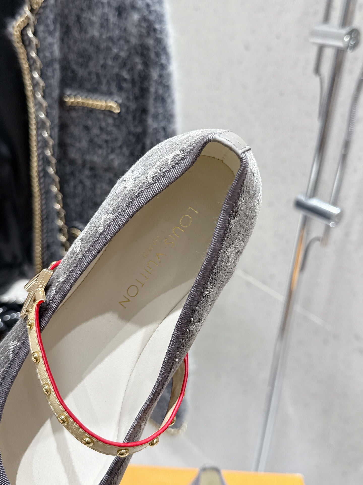 LV 26s Ballet Flats Gray White Denim 610836