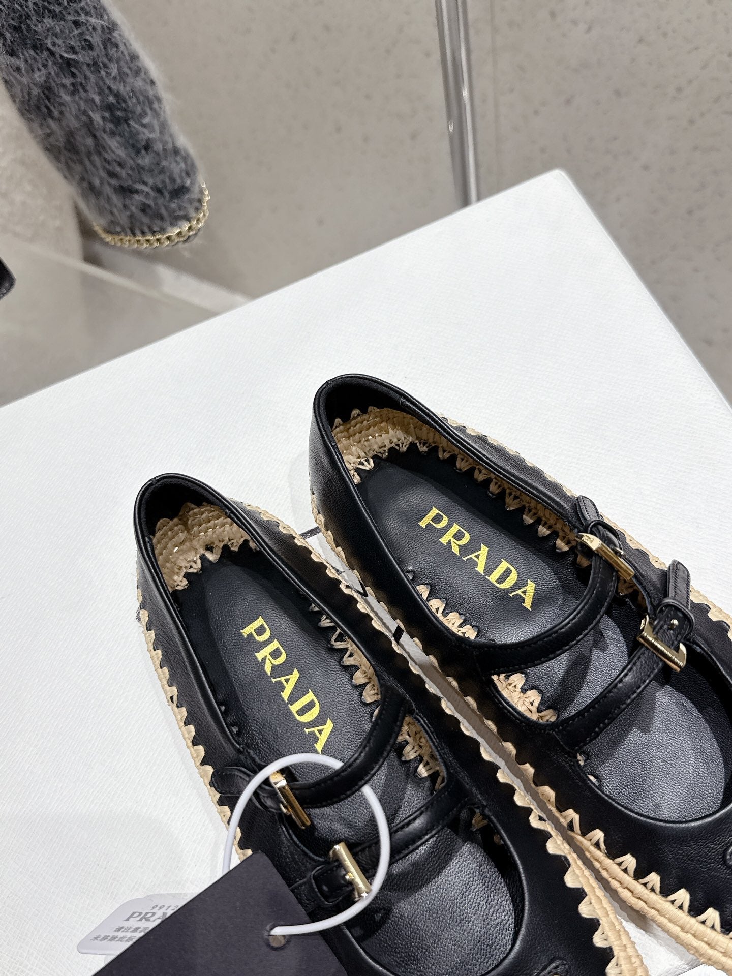 Pra 2025 Ballet Flat Black Beige Cowhide Woven 554289