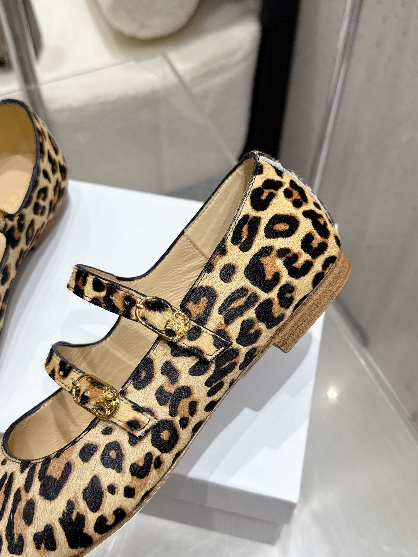 Celine 25 Ballet Flat Leopard Pony Hair mix Cowhide 554201