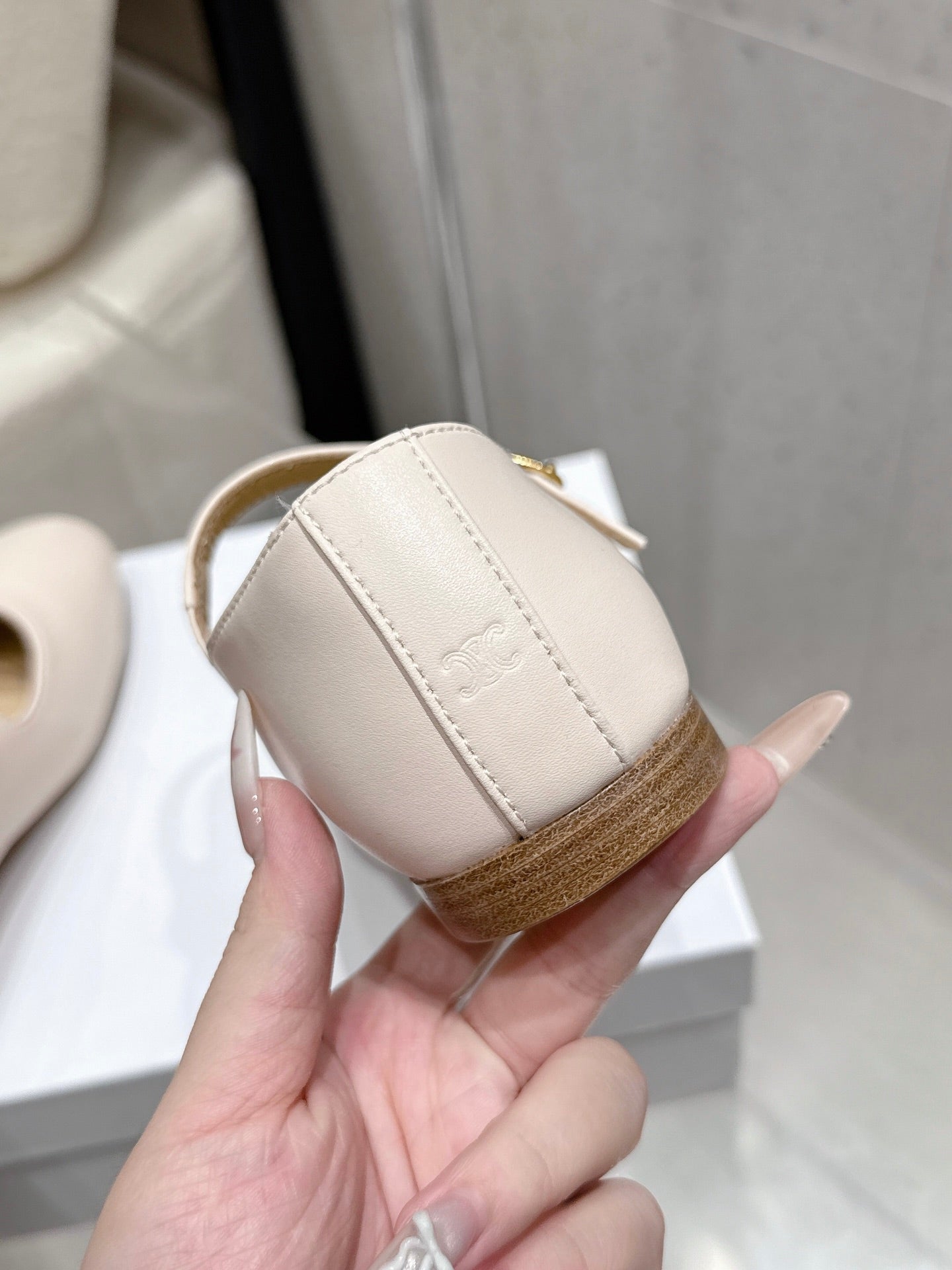 Celine 25 Ballet Flat Beige Cowhide 554202