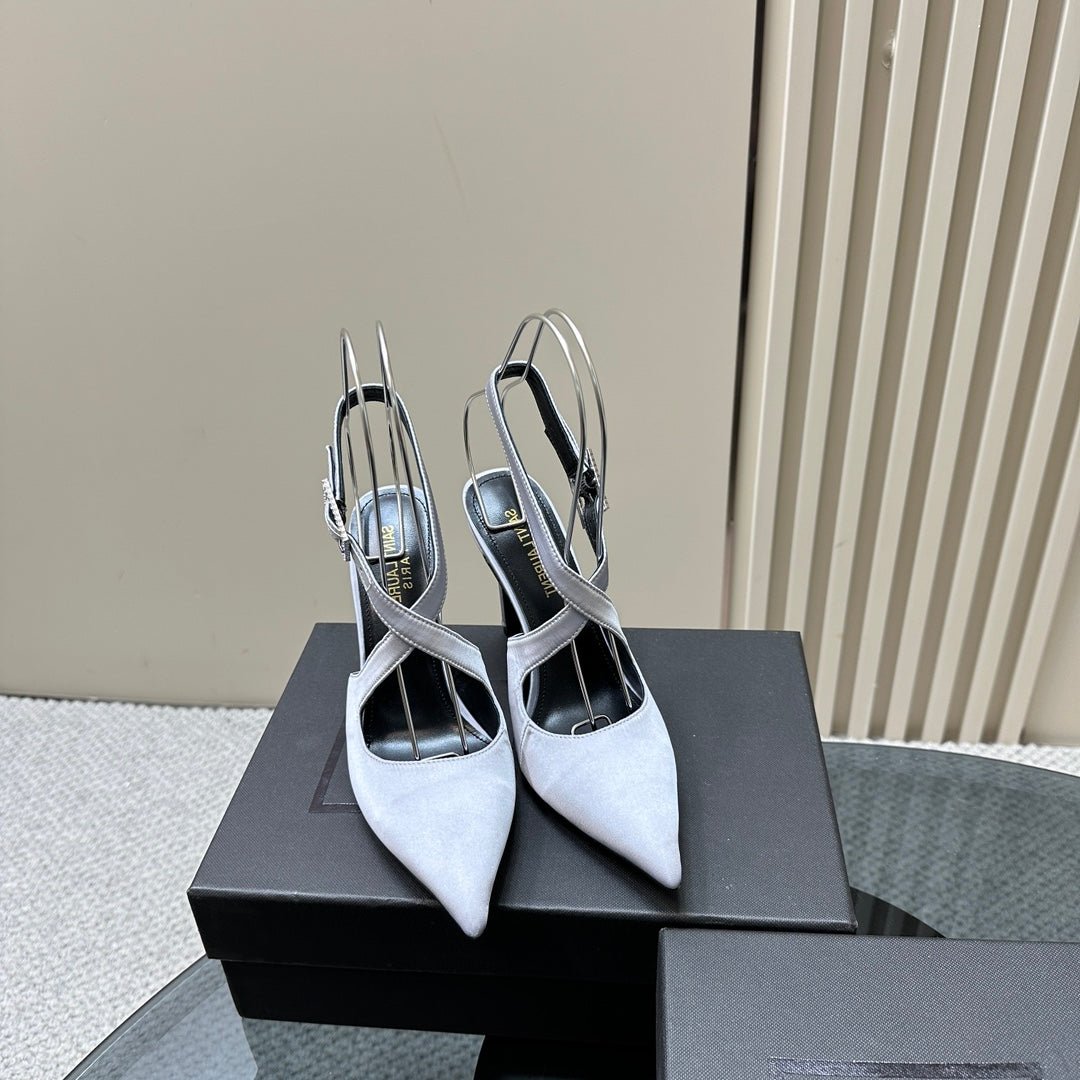 SL CROSS-STRAP SLINGBACK LIGHT BLUE SATIN