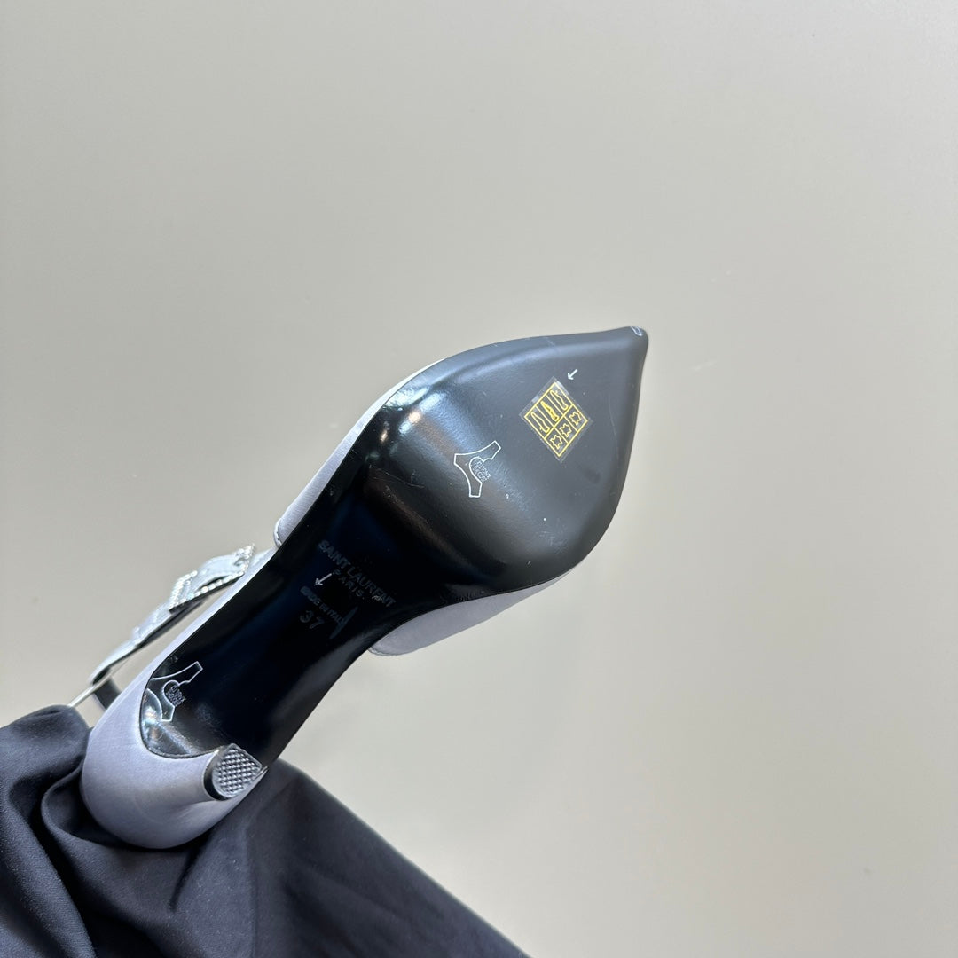 SL CROSS-STRAP SLINGBACK LIGHT BLUE SATIN