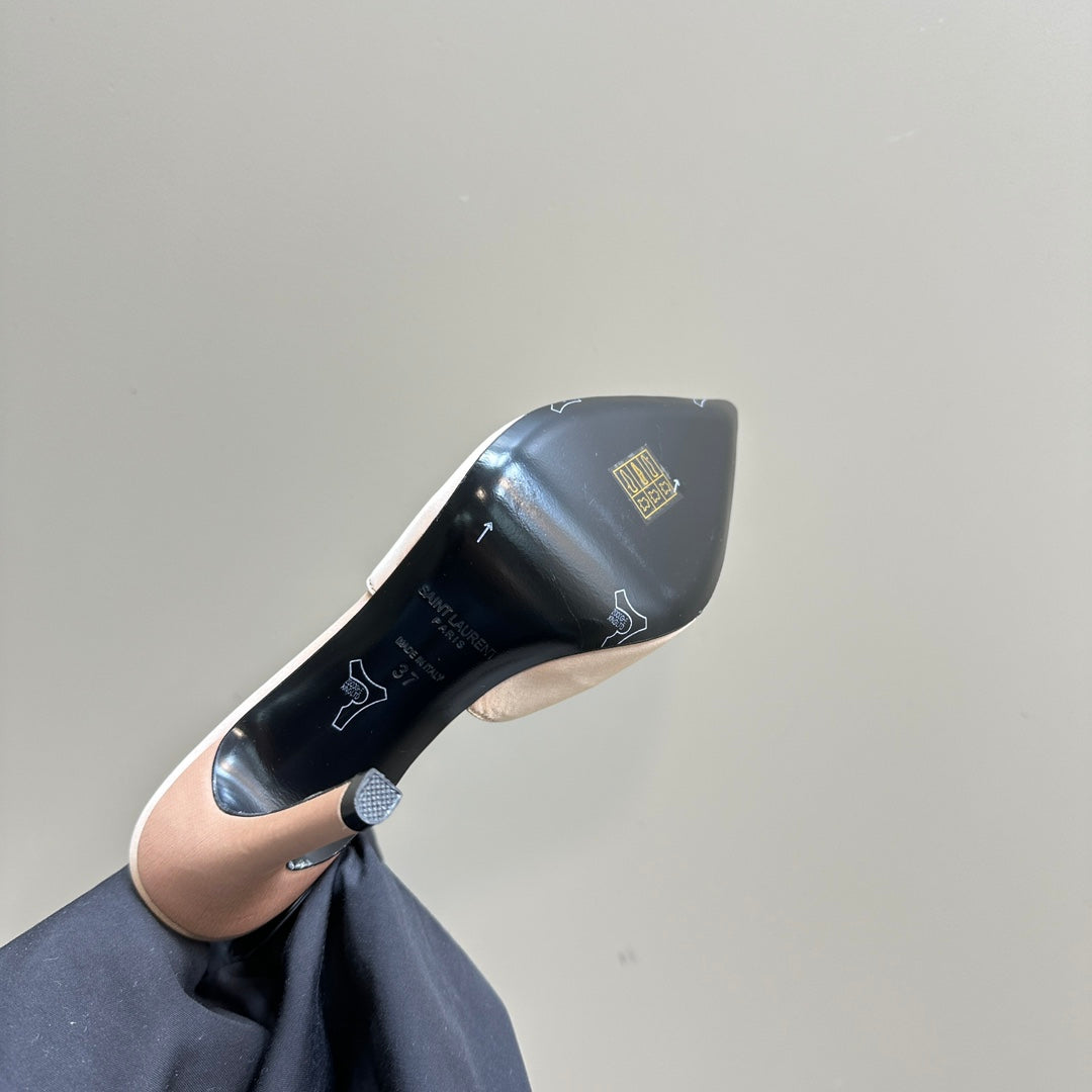 SL CROSS-STRAP SLINGBACK PINK NUDE SATIN