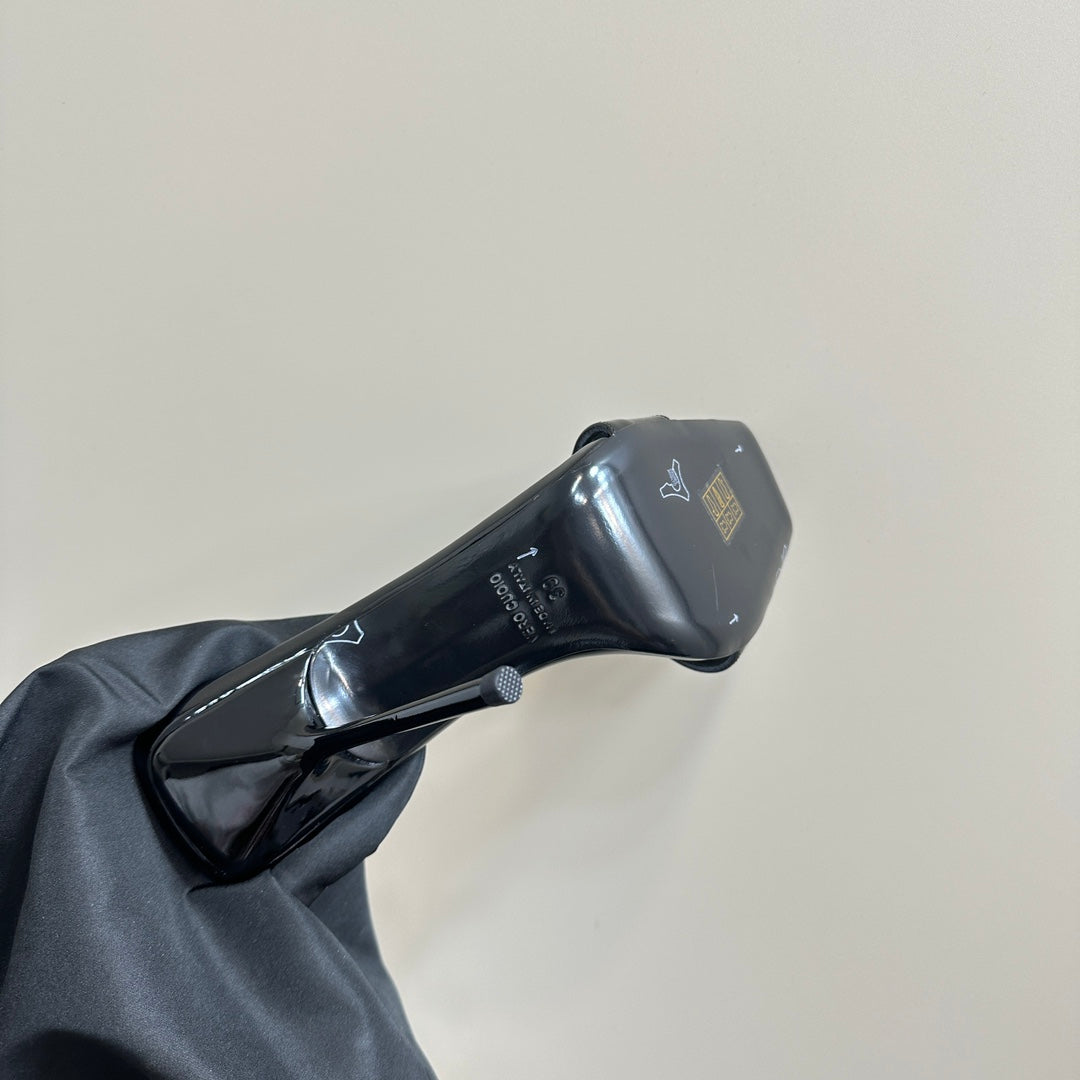 SL BABYLONE SLIDE PUMPS 115 BLACK POLISHED CALFSKIN