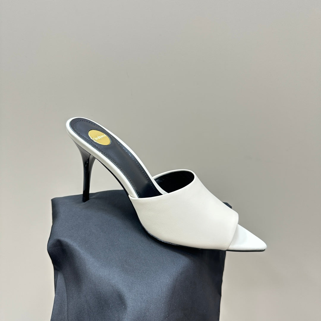 SL GOLDIE MULES WHITE CALFSKIN