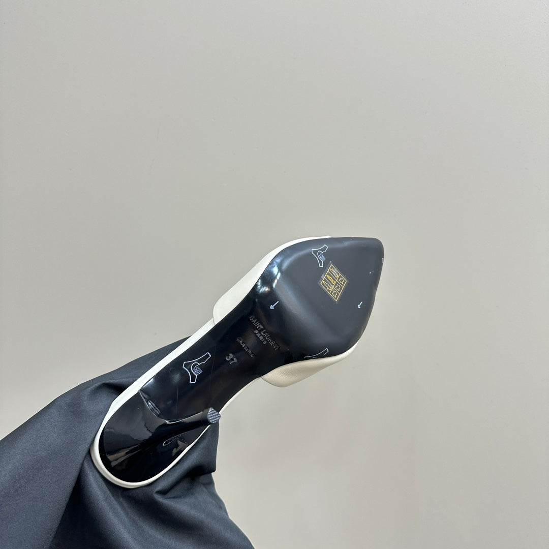 SL GOLDIE MULES WHITE CALFSKIN