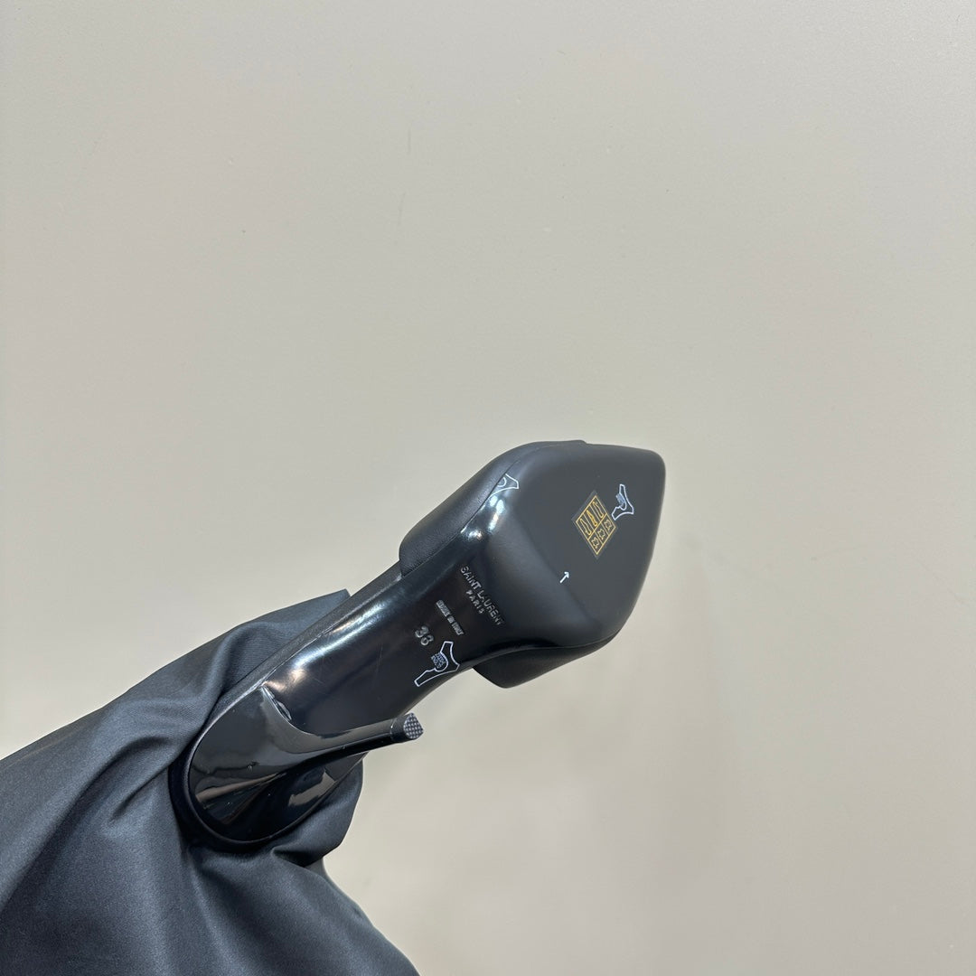 SL GOLDIE MULES BLACK CALFSKIN