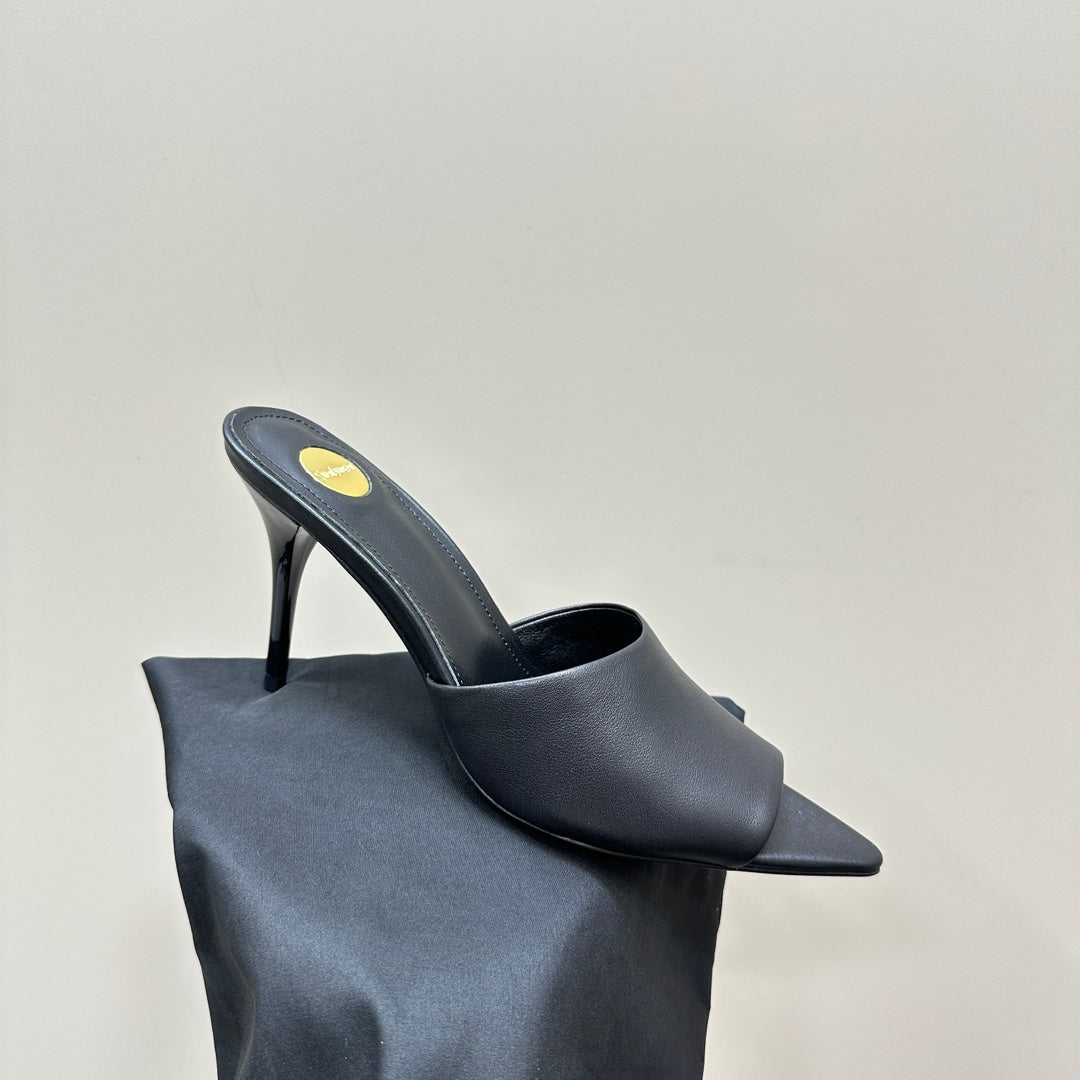 SL GOLDIE MULES BLACK CALFSKIN