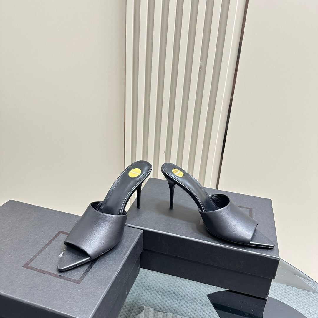 SL GOLDIE MULES BLACK CALFSKIN