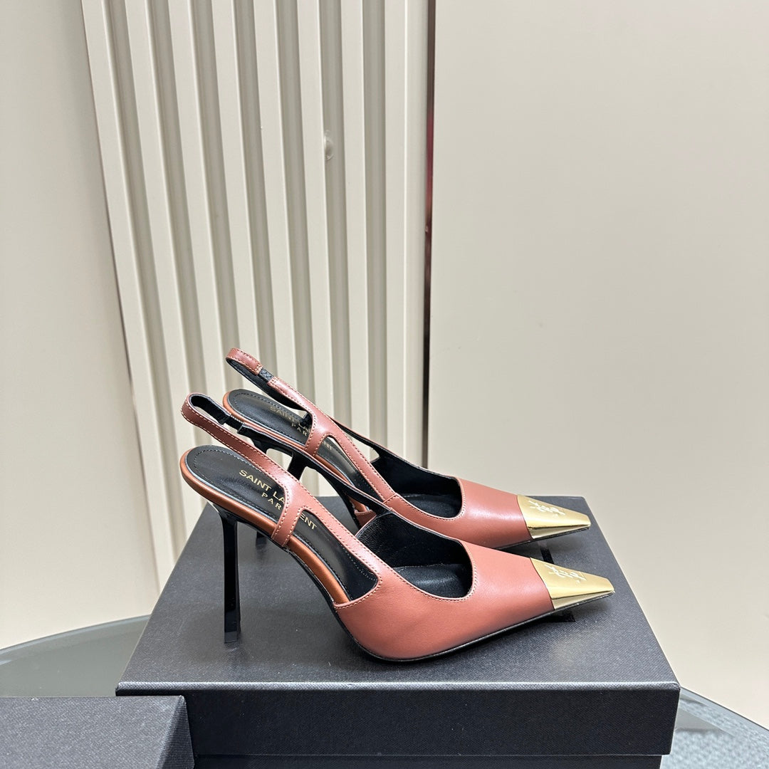 SL JEANNE SLINGBACK PUMPS BRICK CALFSKIN