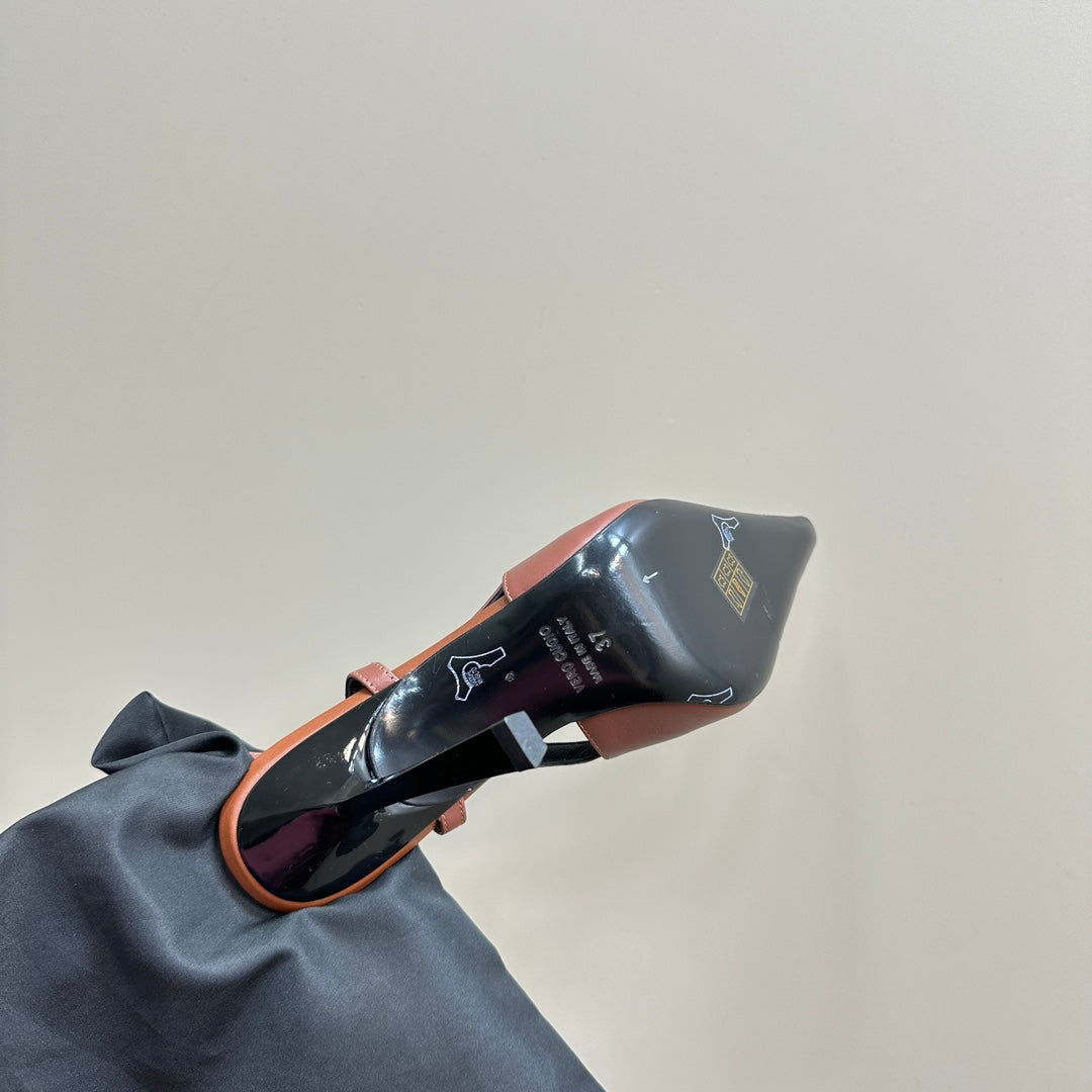 SL JEANNE SLINGBACK PUMPS BRICK CALFSKIN