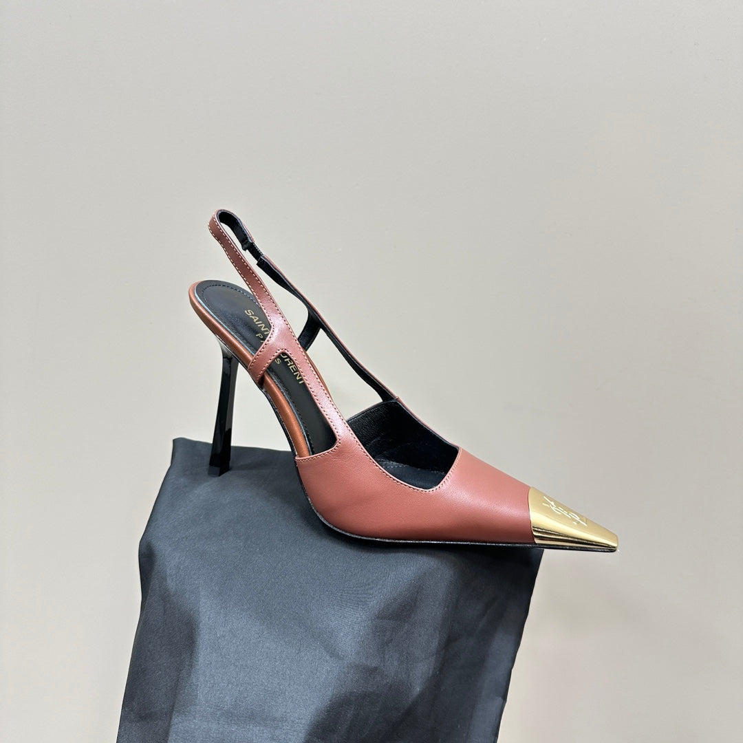 SL JEANNE SLINGBACK PUMPS BRICK CALFSKIN