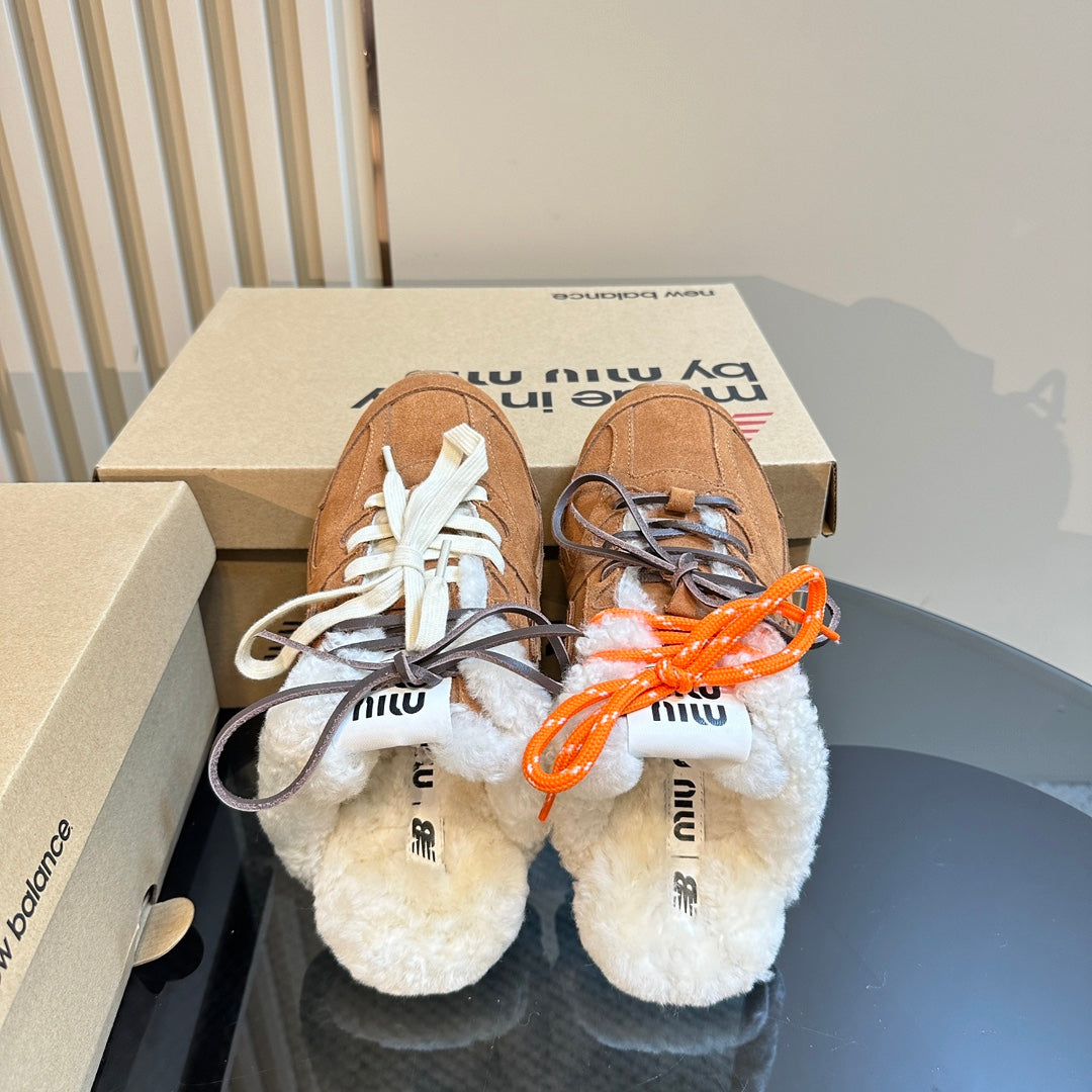 Miu x Balance 530 SL Mule Brown Yellow Suede