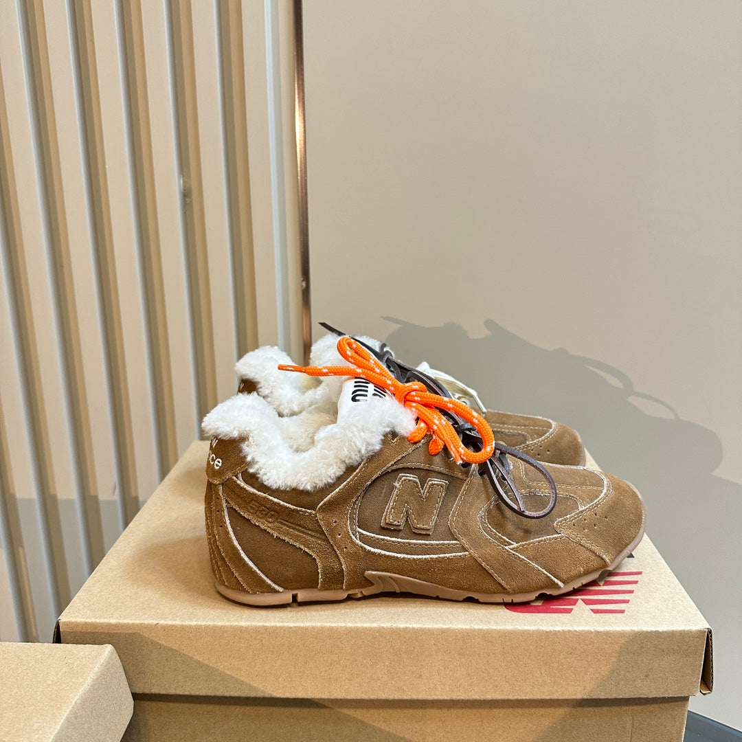 Miu x Balance 530 SL Sneakers Dark Brown Fleece Lining Suede