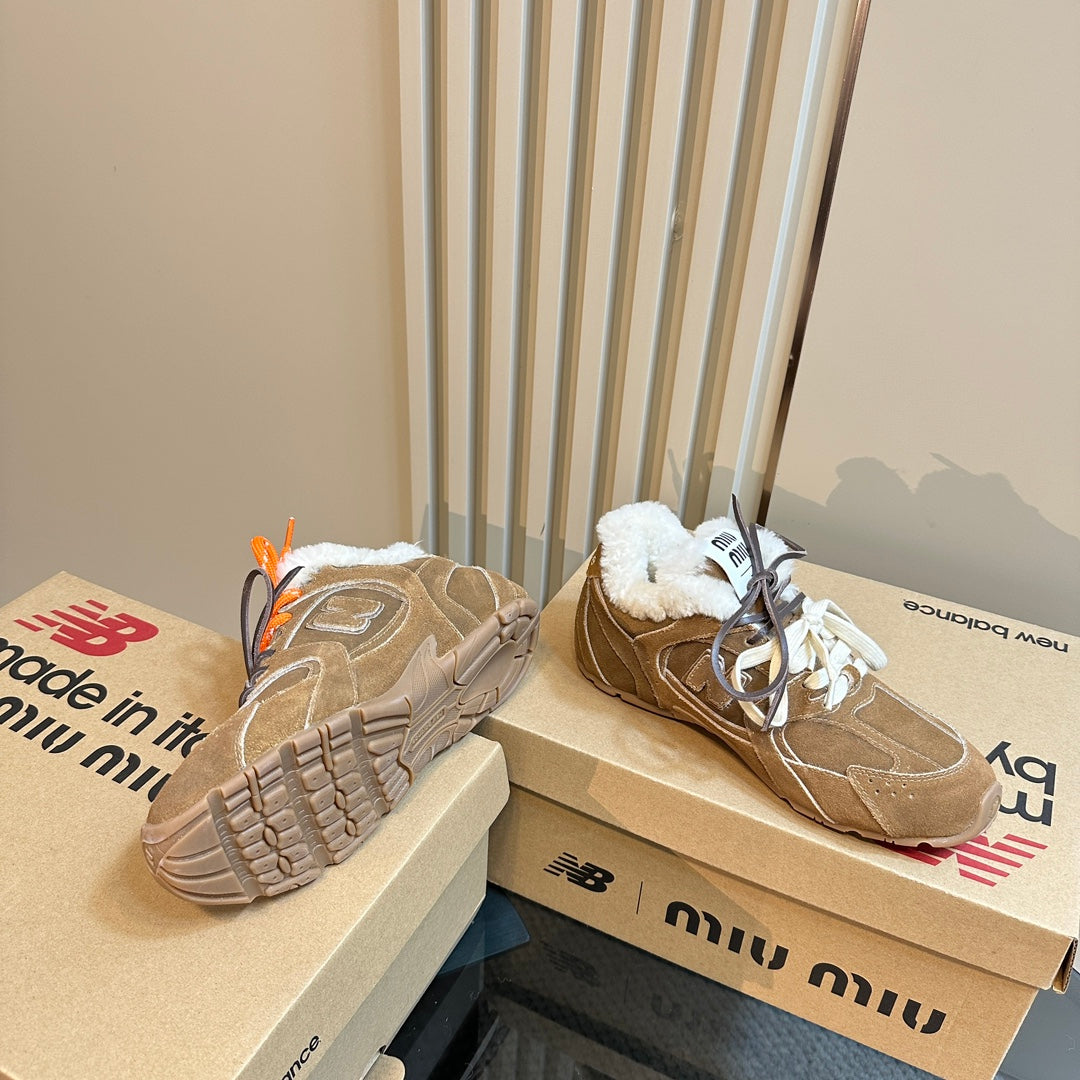 Miu x Balance 530 SL Sneakers Dark Brown Fleece Lining Suede
