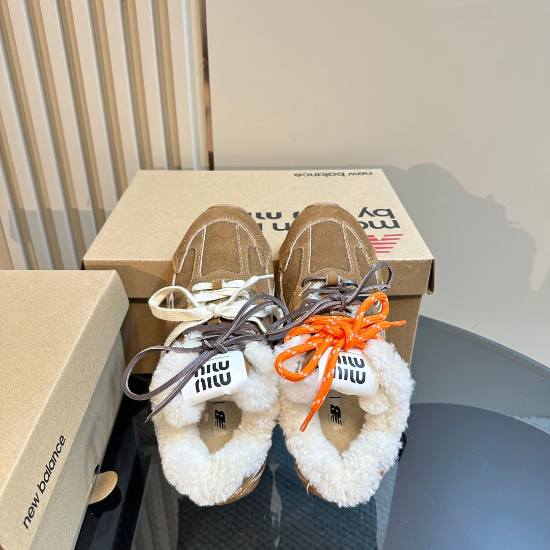 Miu x Balance 530 SL Sneakers Dark Brown Fleece Lining Suede