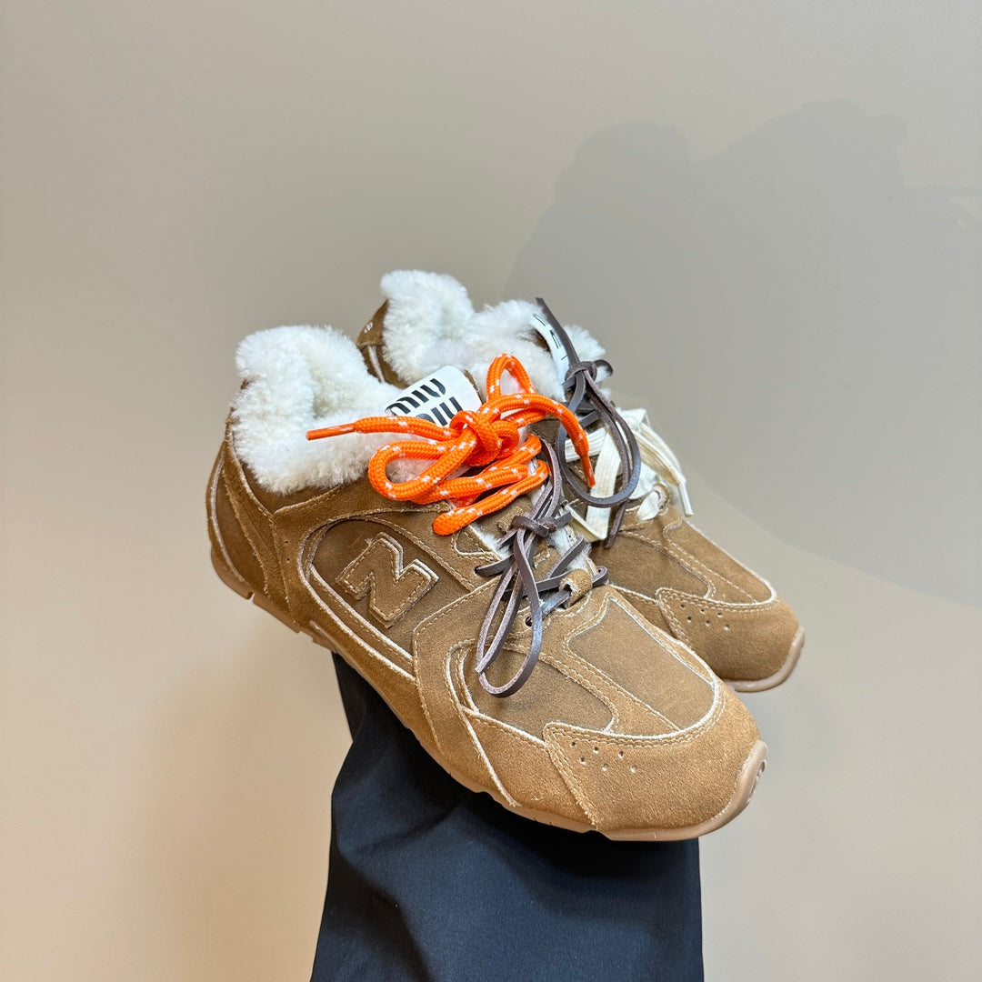 Miu x Balance 530 SL Sneakers Dark Brown Fleece Lining Suede