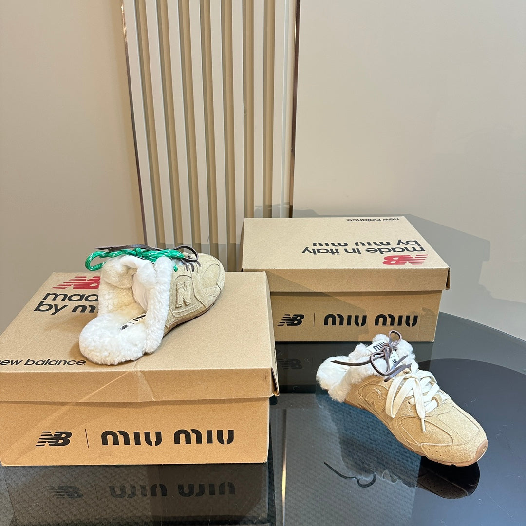 Miu x Balance 530 SL Mule Light Brown Suede