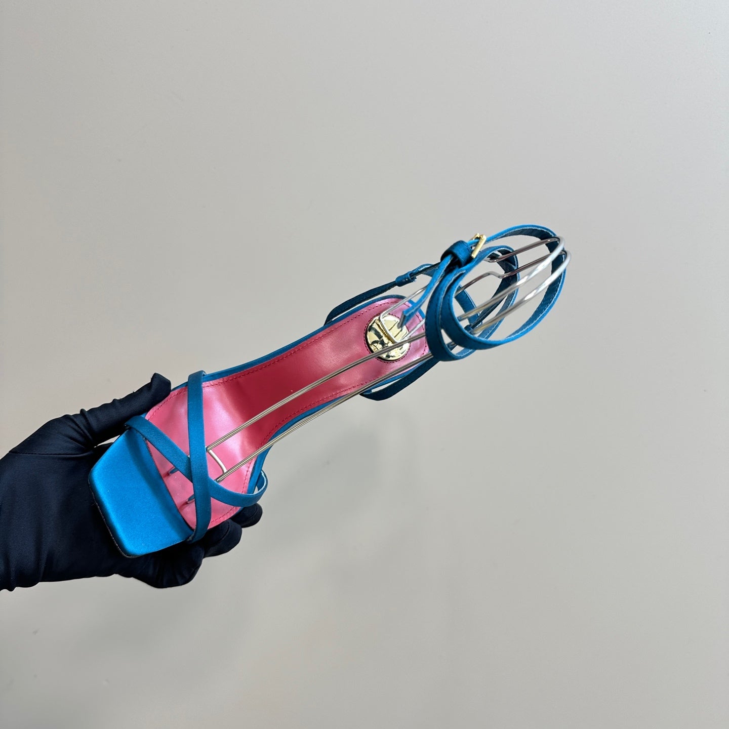 OPYUM HIGH SANDALS IN DUCK BLUEE SILK