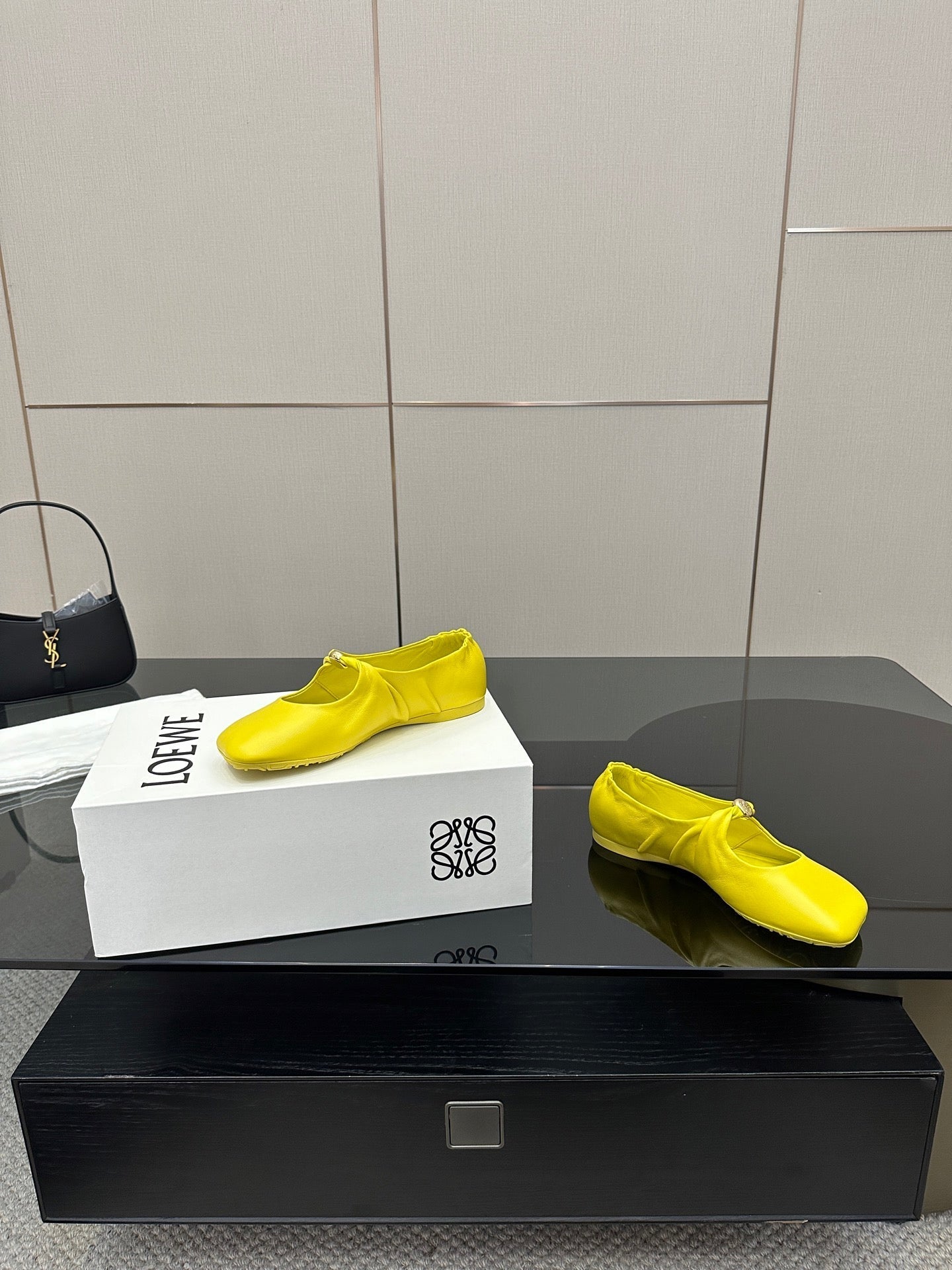 Loewe 25 Pebble Ballet Flats Yellow Calfskin
