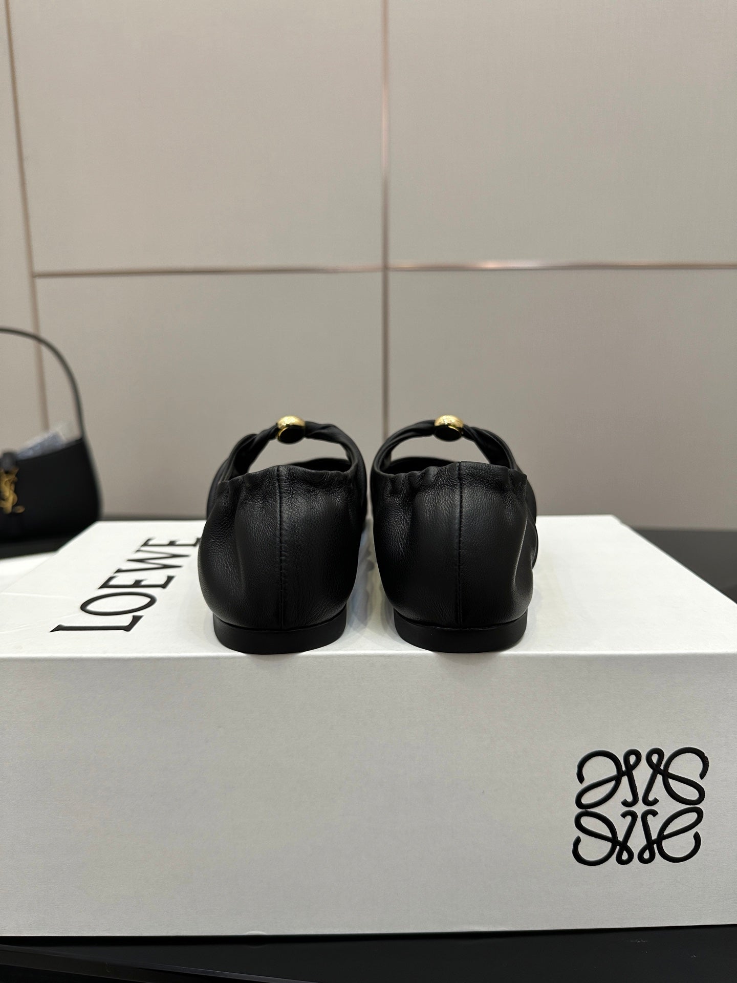 Loewe 25 Pebble Ballet Flats Black Calfskin