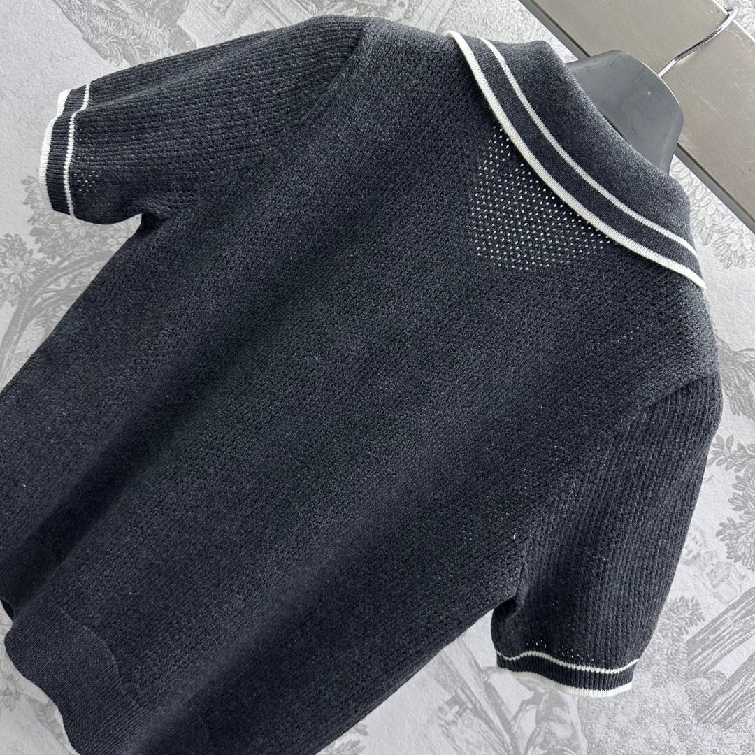 Miu 25 Polo Shirt Black Wool 233471