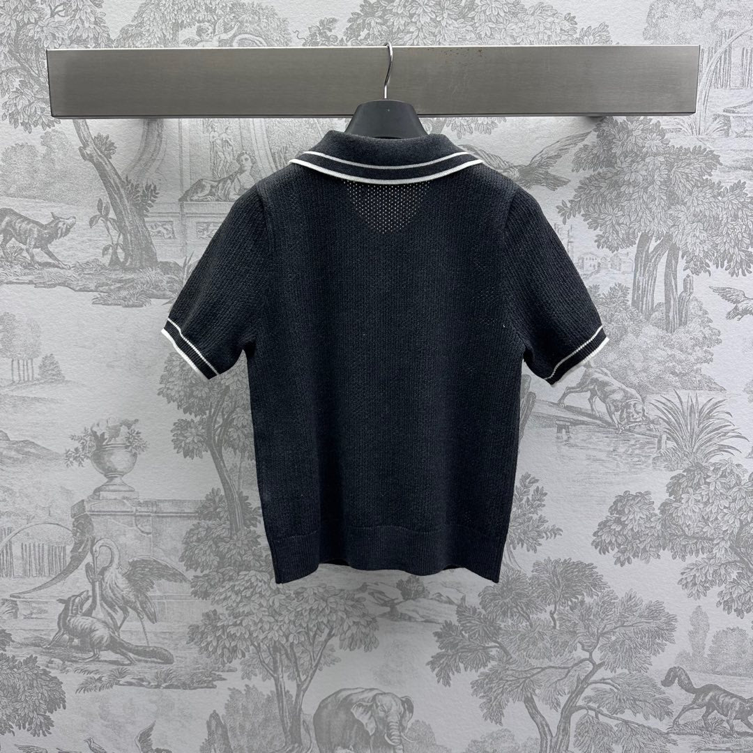 Miu 25 Polo Shirt Black Wool 233471