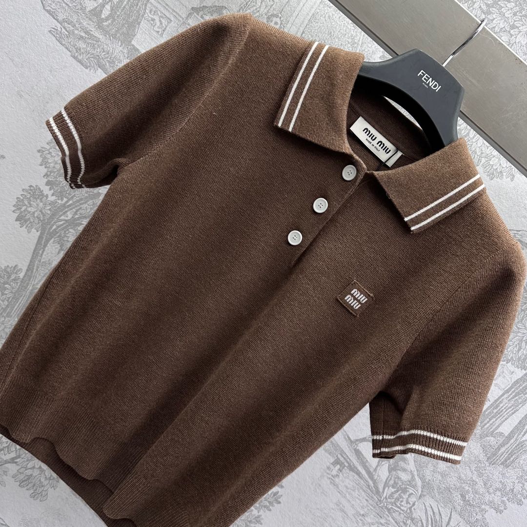 Miu 25 Polo T- Shirt Brown Wool 232022