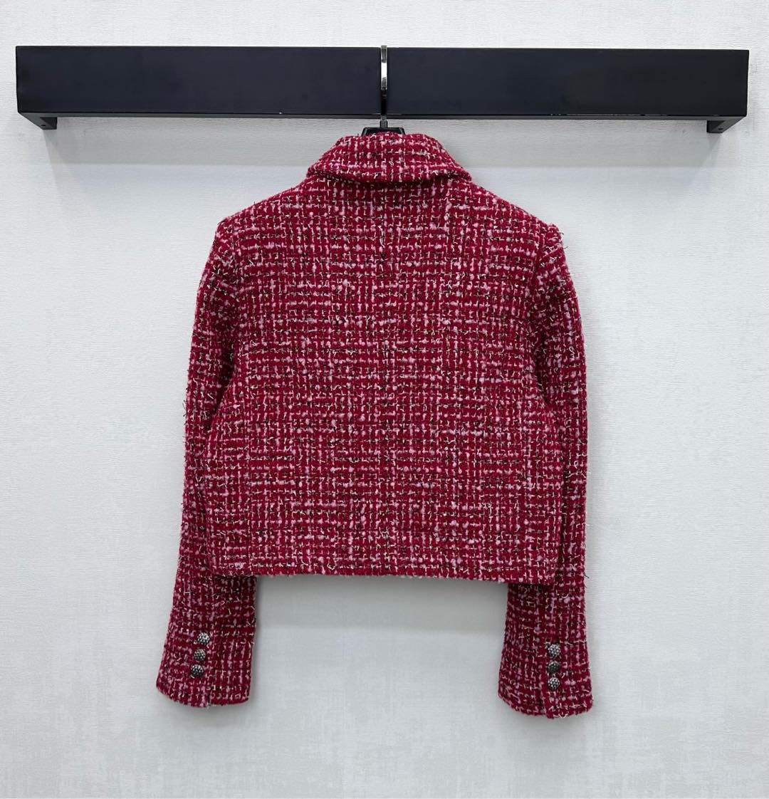 Chanel 25 Coat With Lapel Brooch Red Wool 319938