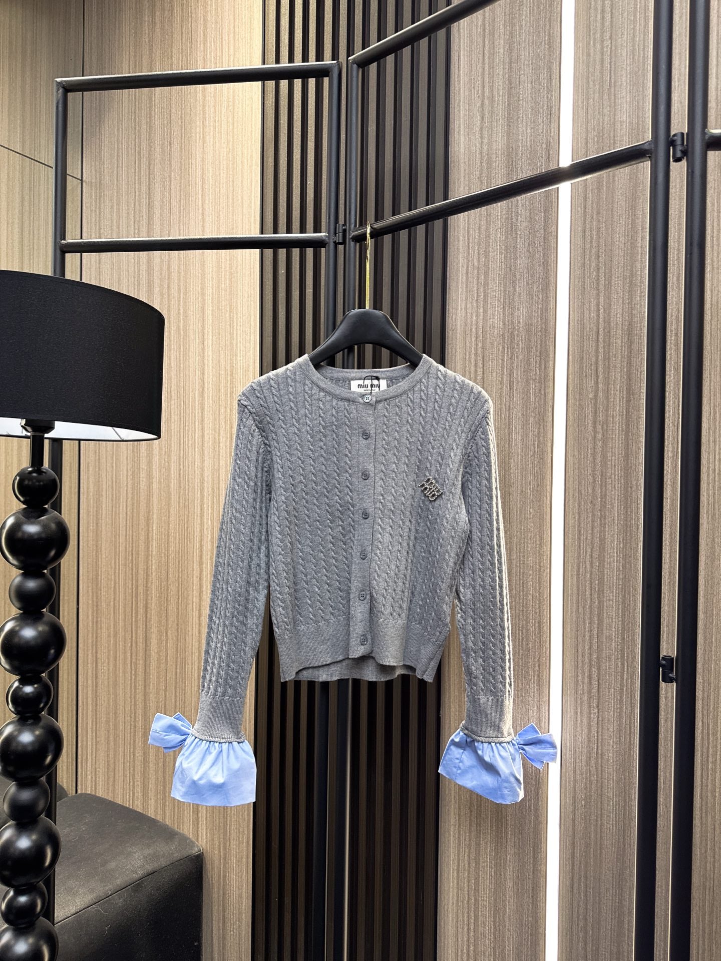 Miumiu 2025  Cardigan With Bow Cuff Cotton Wool