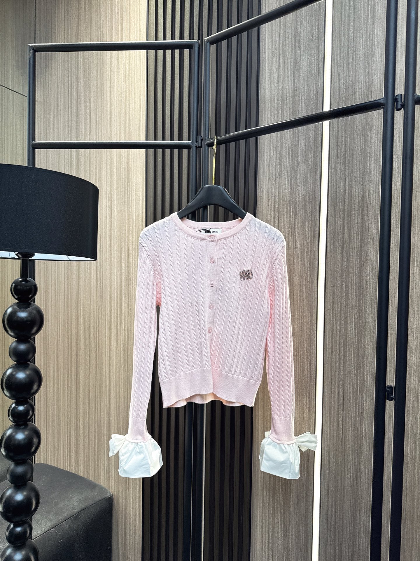 Miumiu 2025  Cardigan With Bow Cuff Cotton Wool