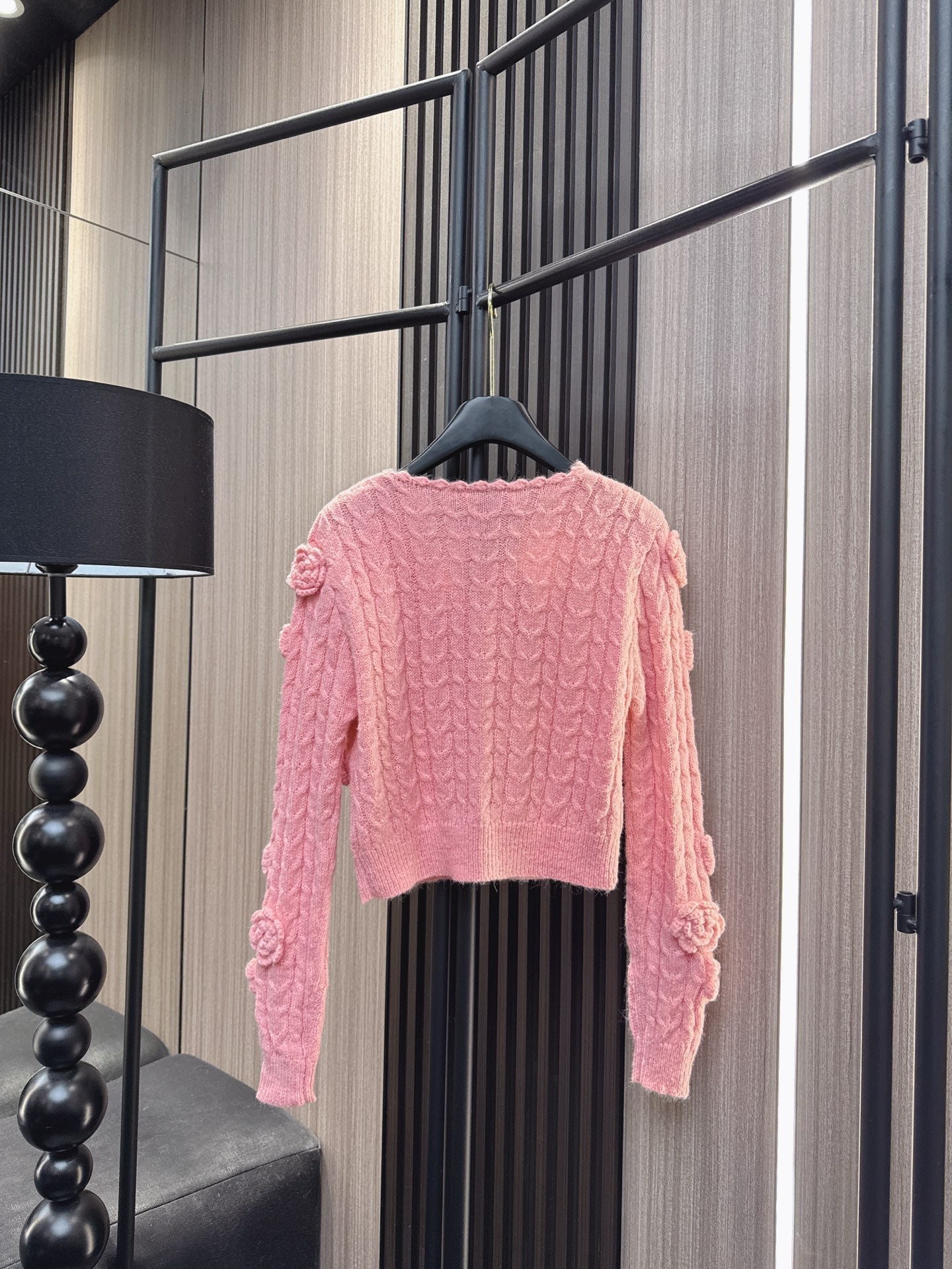 Miumiu 2025 Flower Cropped Knit Cardigan Wool Cotton