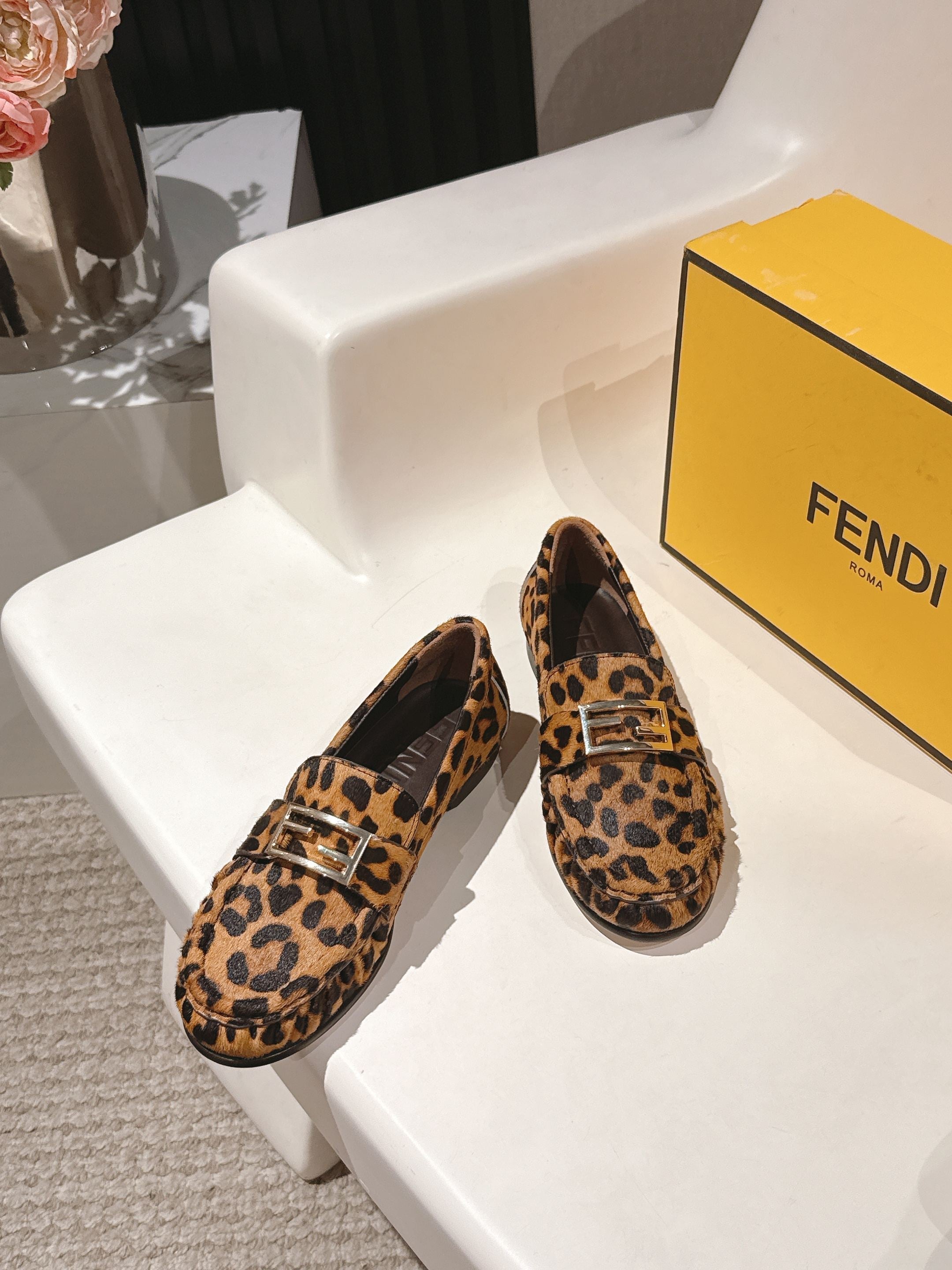 Fendi 2025 Leopard Print Loafer Brown mix Black Calfskin 560513