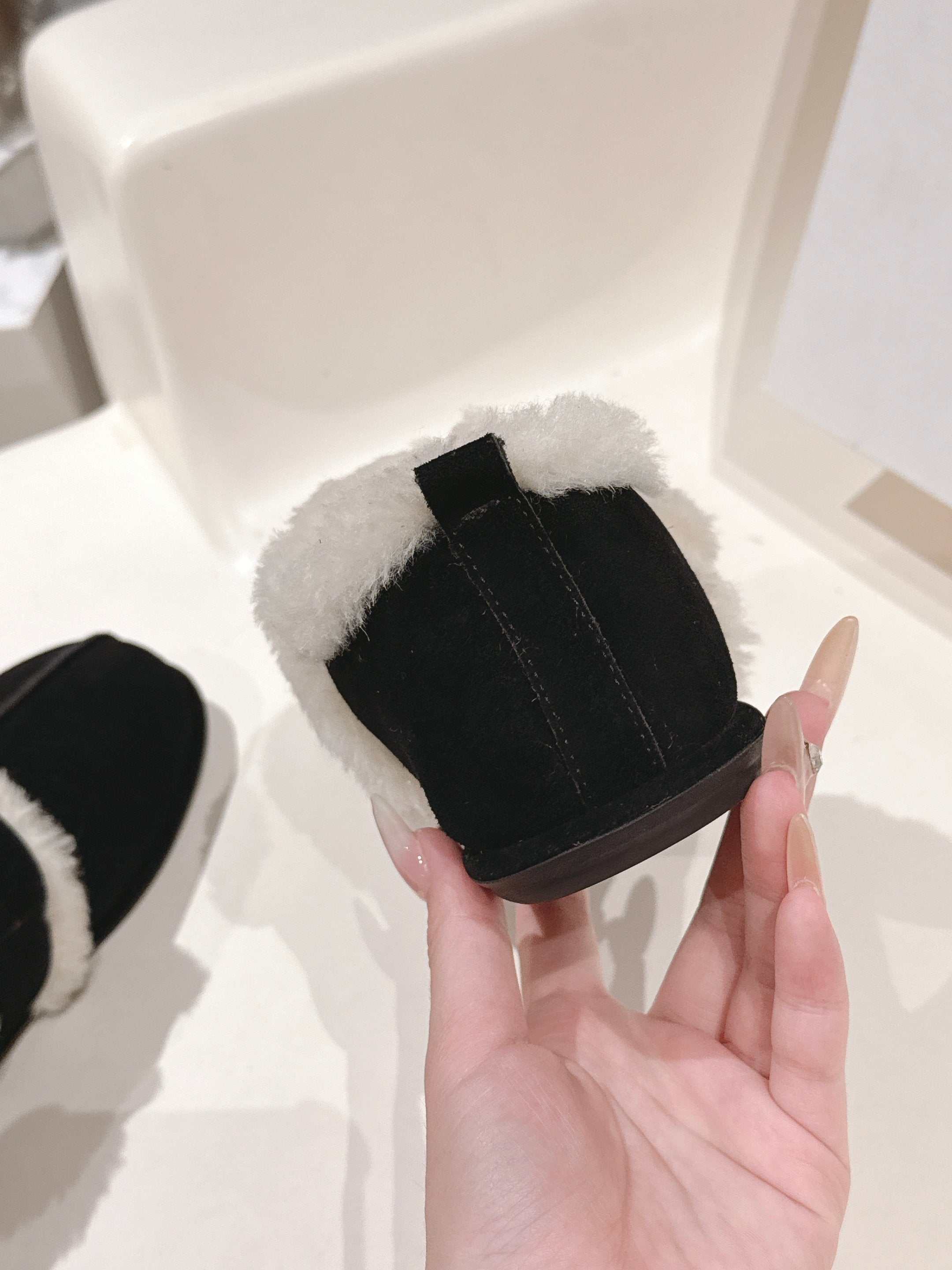 The Row 2025 Furry Shoe Black White Suede Wool 560592