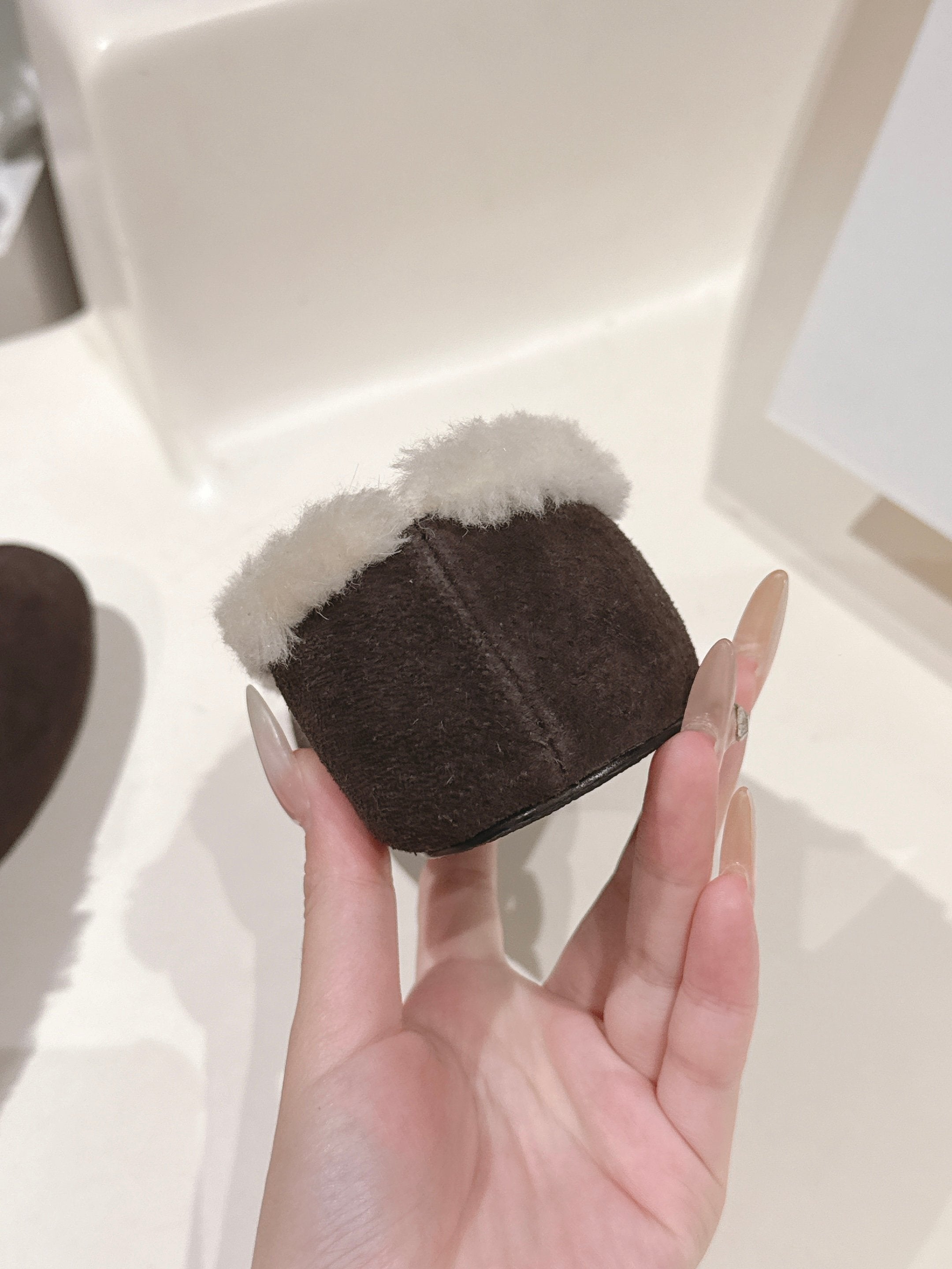 The Row 2025 Fur-lined Flat Shoe Dark Brown mix White Suede Wool 560506