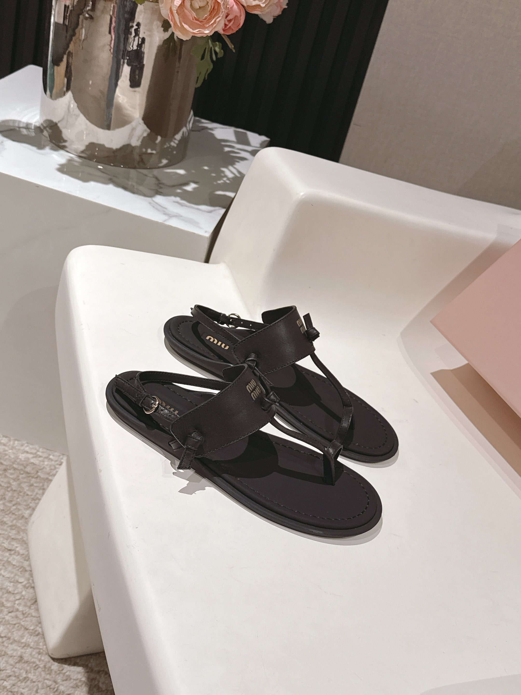 Miu Miu 2026 Sandal with Strap Black Leather 620681