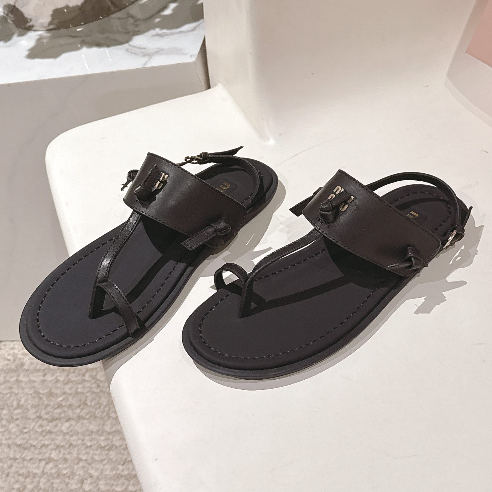 Miu Miu 2026 Sandal with Strap Black Leather 620681